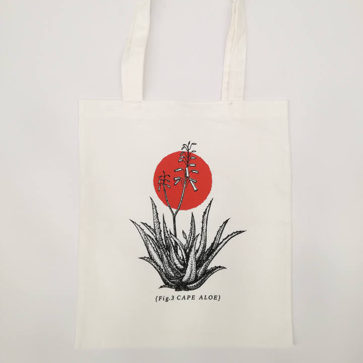 Aloe ferox plant illustration on a cotton bag
